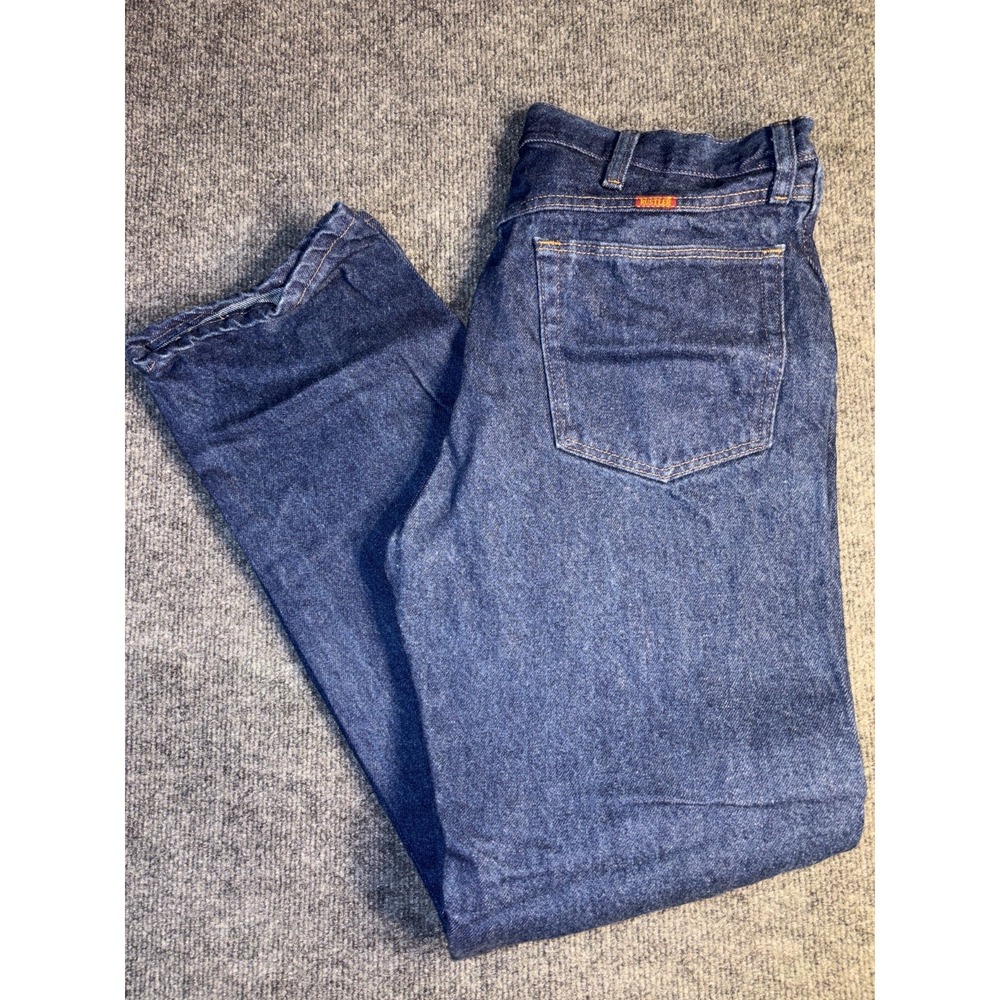 Wrangler Rustler Jeans Mens 34x32 Blue Denim Regular Fit Straight Leg 87619PW